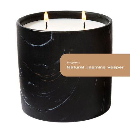 Natural Jasmine Vesper Black Marquina Candle 17oz