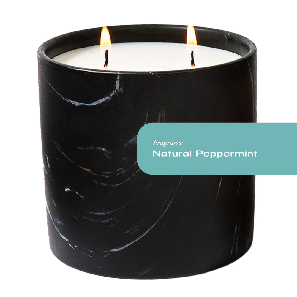 Natural Peppermint Black Marquina Candle 17oz