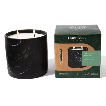 Natural Eucalyptus Black Marquina Candle 17oz