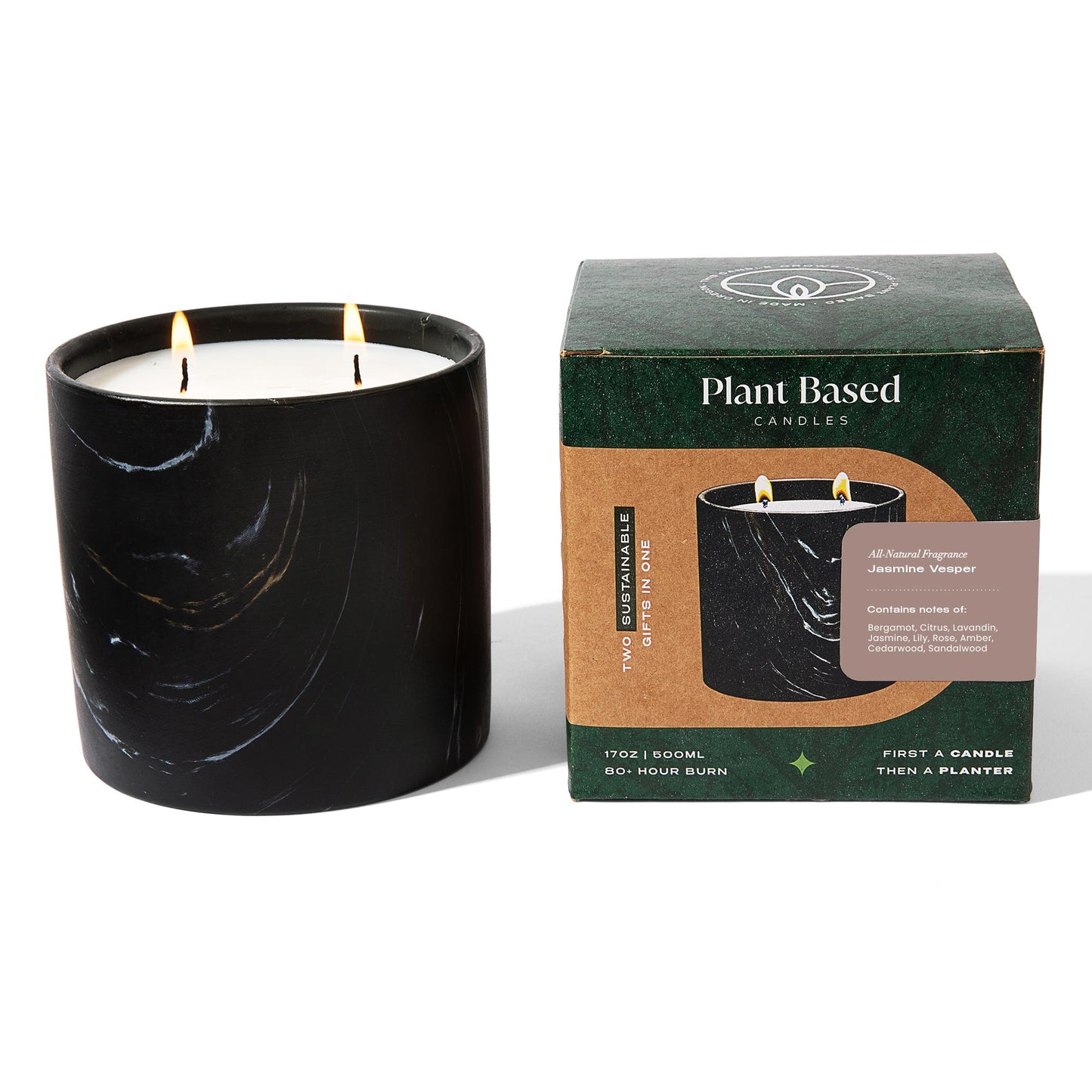 Natural Jasmine Vesper Black Marquina Candle 17oz