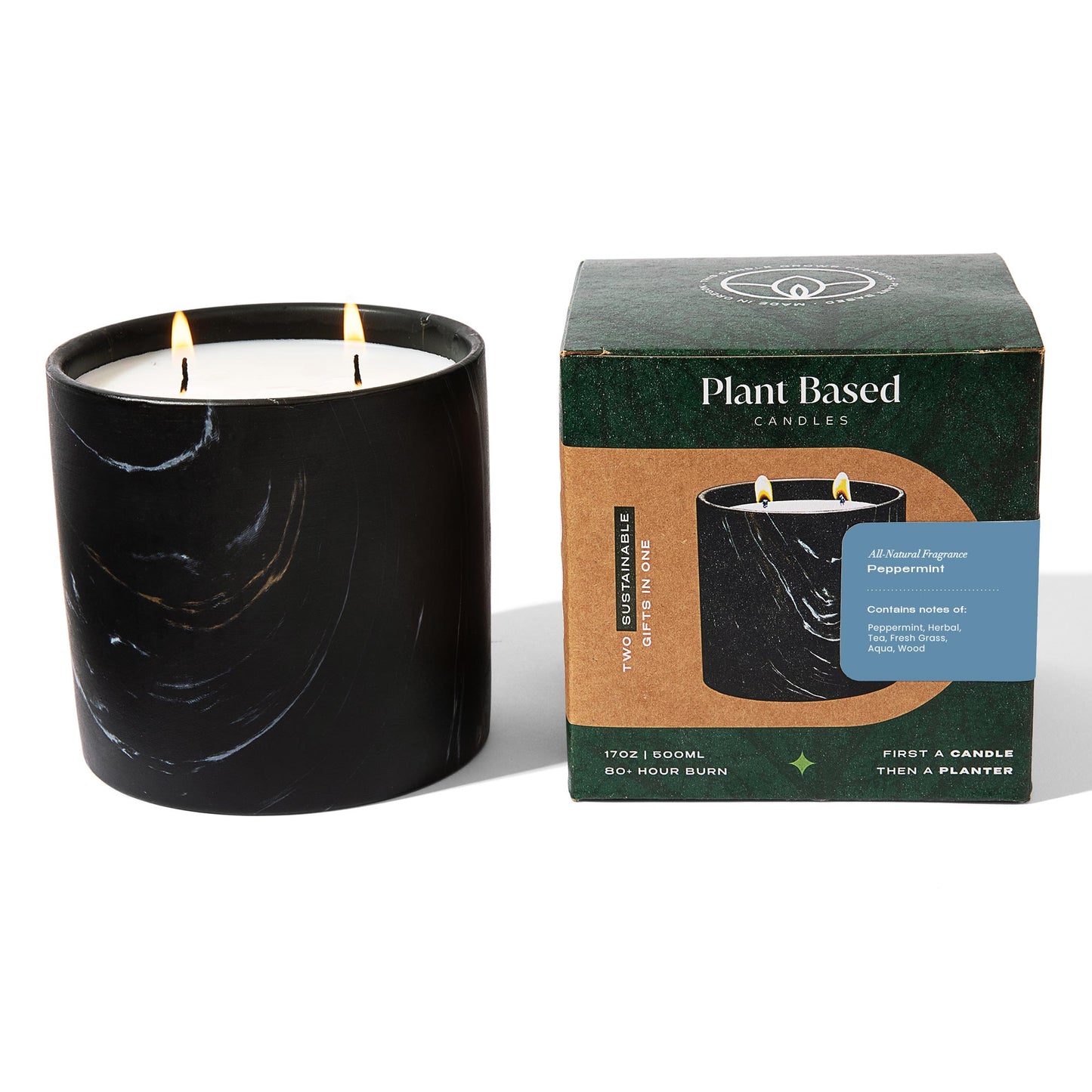 Natural Peppermint Black Marquina Candle 17oz