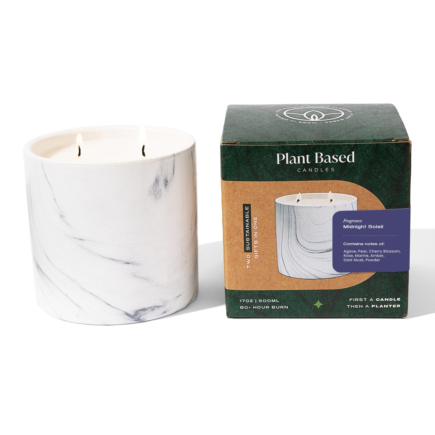 Midnight Soleil White Marble Candle 17oz