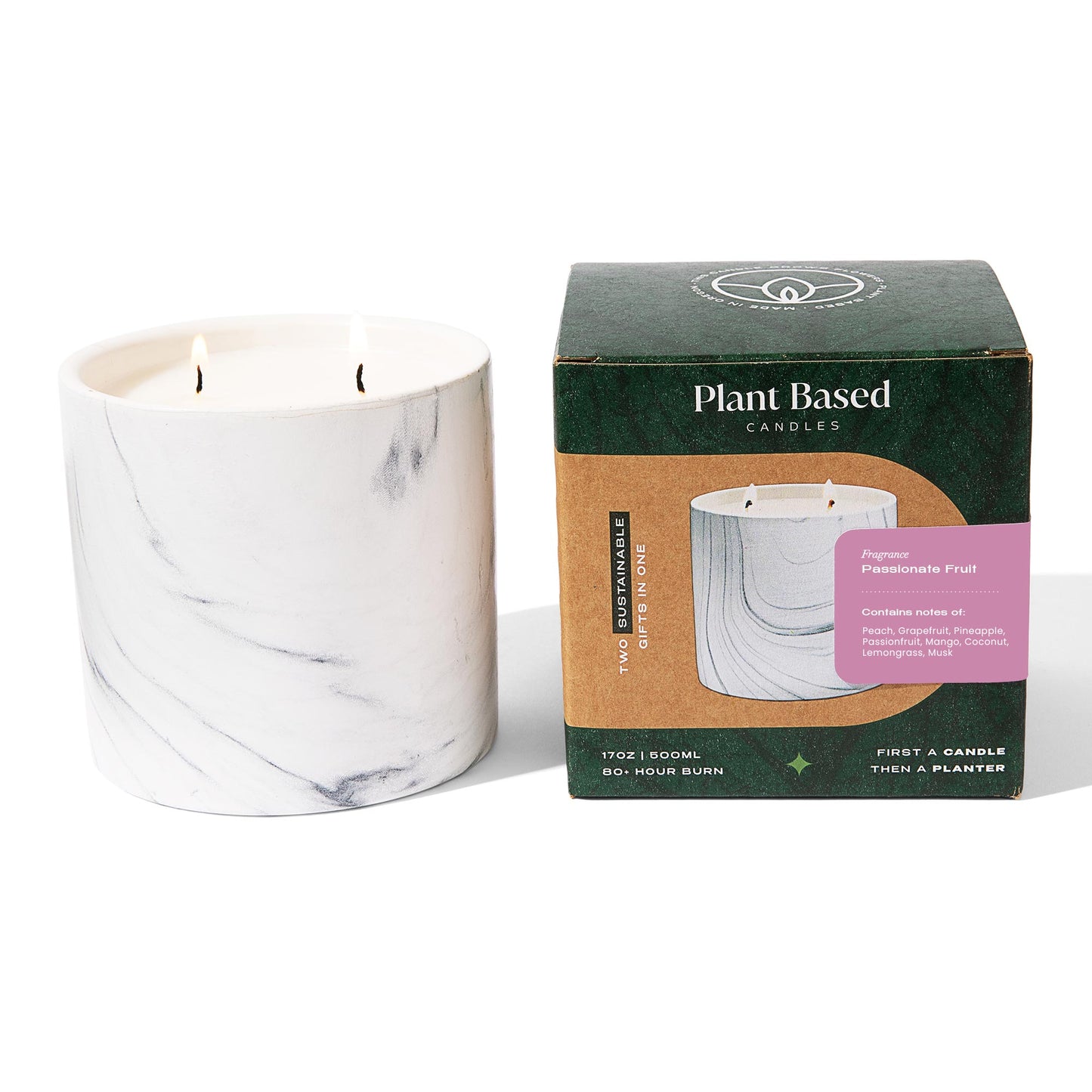 Passionate Fruit White Marble Candle 17oz