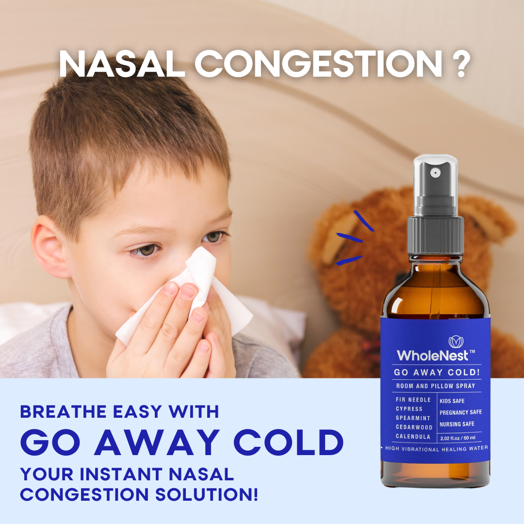 Nasal Congestion Relief, Stuffy Nose, Allergy Room & Pillow Spray, Go Away Cold by WholeNest