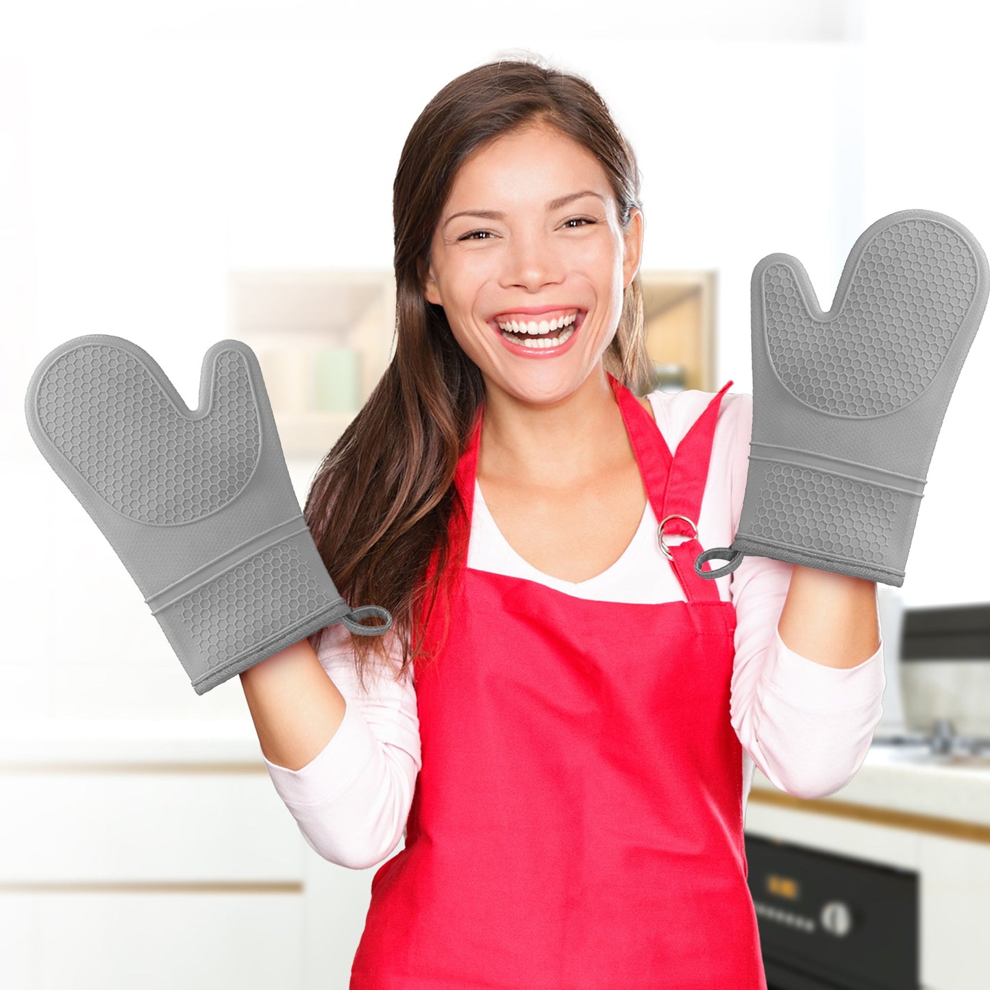 Cheer Collection Set of 2 Premium Silicone Oven Mitts