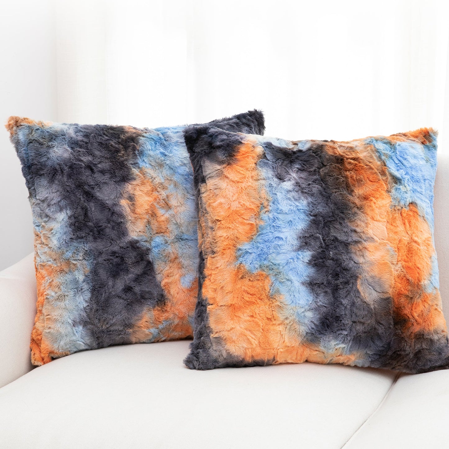 Cheer Collection Faux Fur Throw Pillow Set - Ultra Soft and Cozy, Elegant Home Decor, Stylish Accent Pillows - 18" x 18", - Set of 2