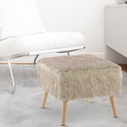 Cheer Collection Faux Fur Wood Leg Stool