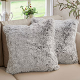 Cheer Collection Set of 2 Shaggy Long Hair Throw Pillows | Super Soft and Plush Faux Fur Accent Pillows - 18 x 18 inches