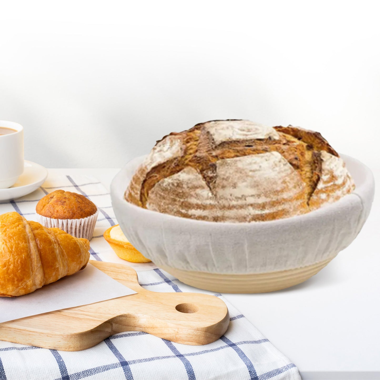 Cheer Collection 2-Piece Bread Proofing Basket Set – Premium Round Rattan Sourdough Banneton Kit with Essential Baking Tools