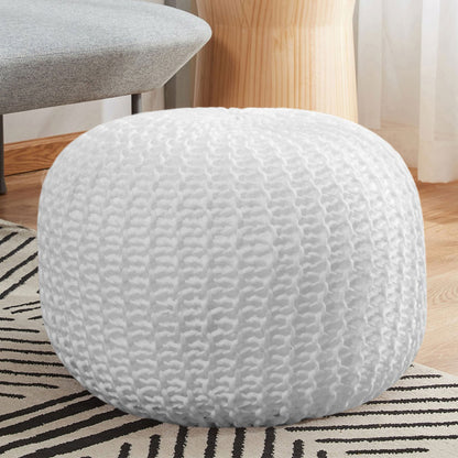 Cheer Collection 18" Round Pouf Ottoman - Chunky Hand-Knit Decorative and Comfortable Foot Rest