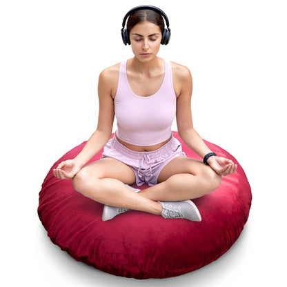 Cheer Collection 32" Round Floor Pillow for Preppy Room Decor - Soft Meditation Yoga Cushion with Insert