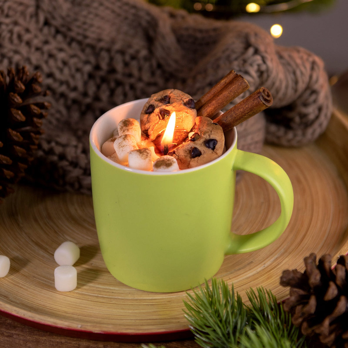 Fireside Cocoa Candle Mug Realistic Food Candle