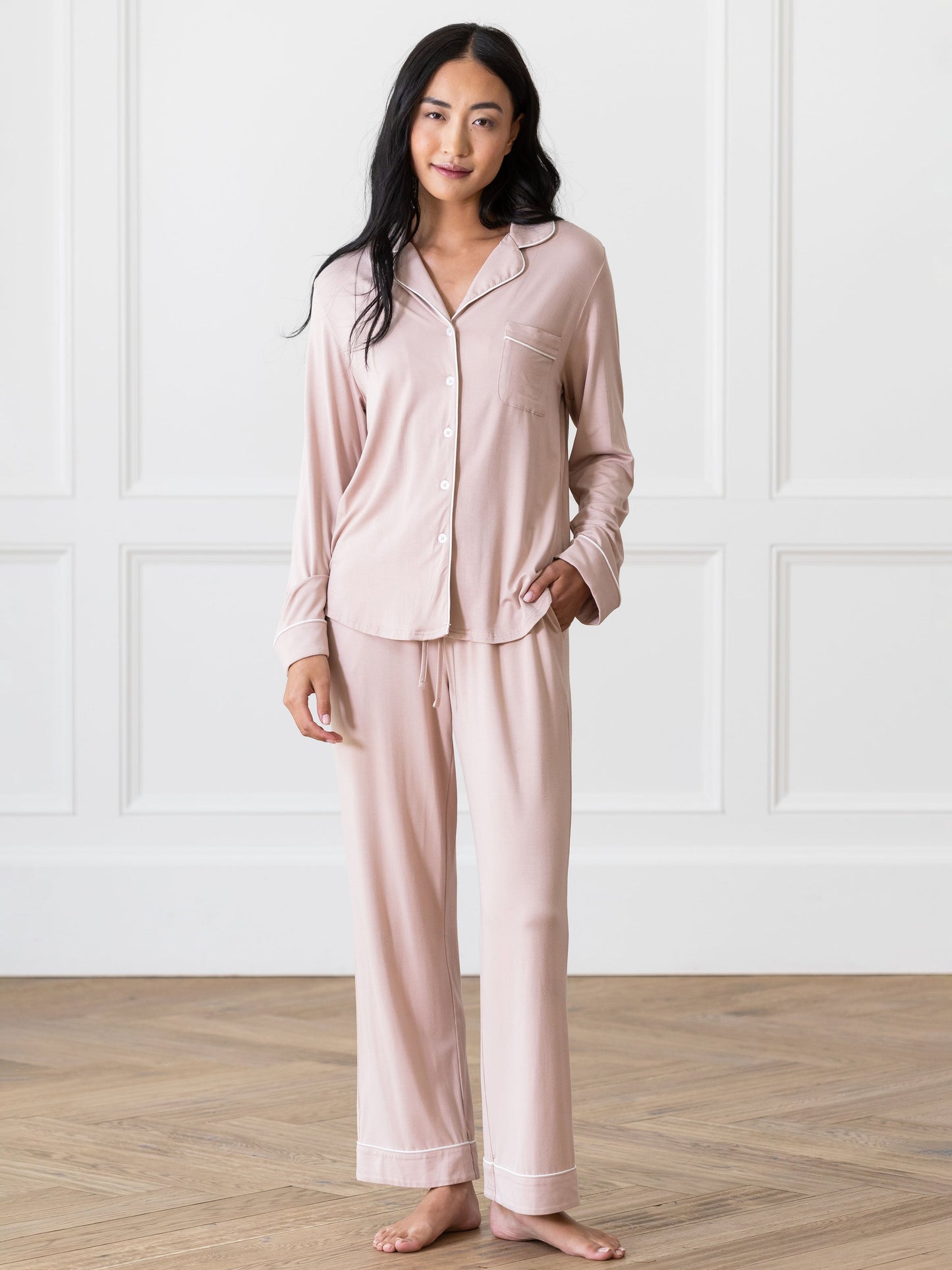 Women's Stretch-Knit Long Sleeve Bamboo Pajama Set TALL