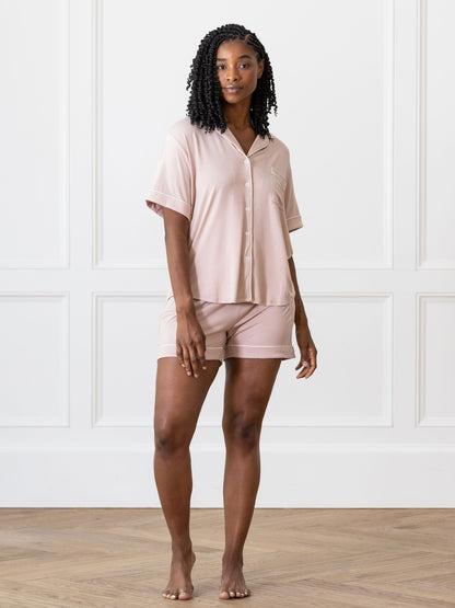 Women's Stretch-Knit Short Sleeve Bamboo Pajama Set