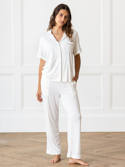 Women's Stretch-Knit Short Sleeve & Pant Bamboo Pajama Set