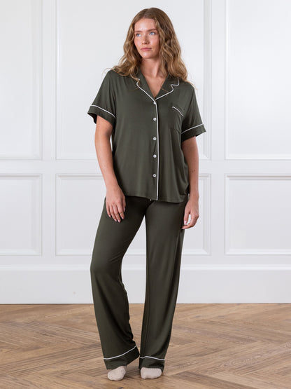 Women's Stretch-Knit Short Sleeve & Pant Bamboo Pajama Set