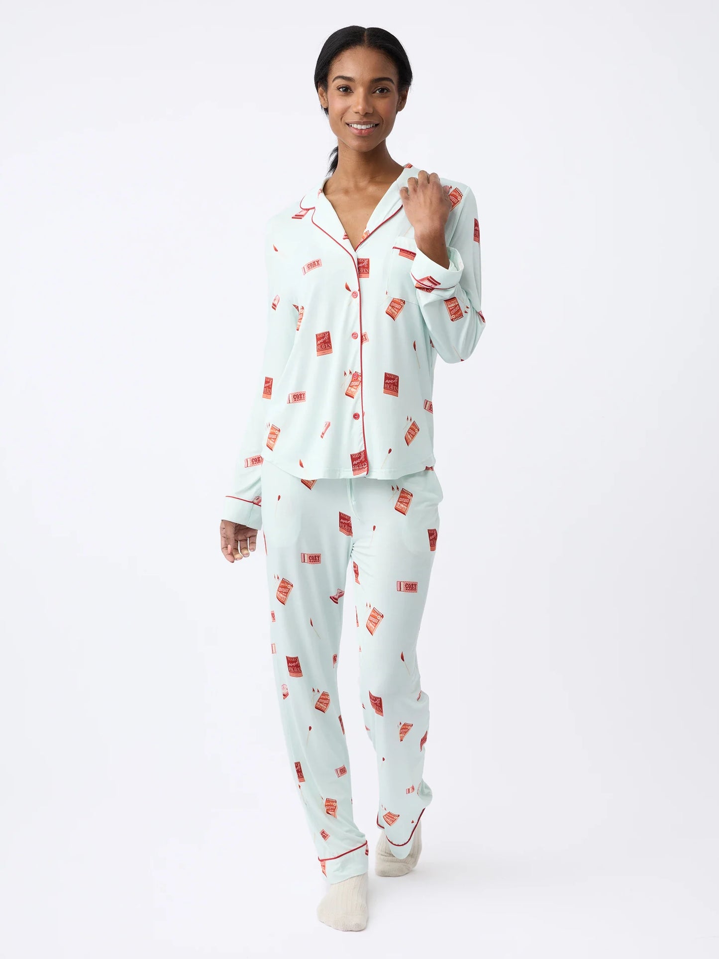 Women's Bamboo Stretch-Knit Long Sleeve Pajama Set