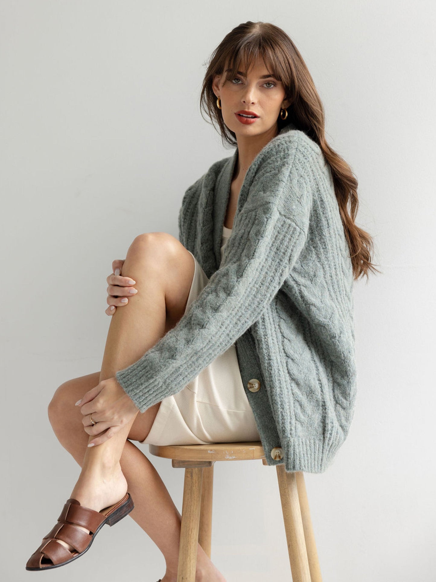 Oversized Cable Knit Cardigan