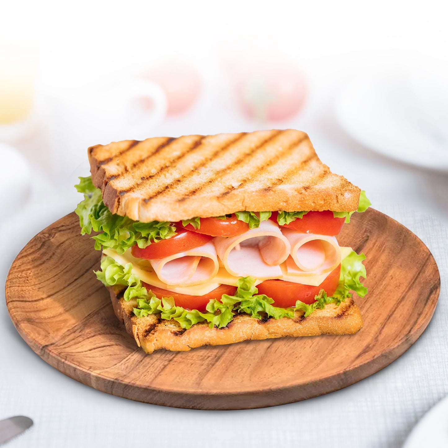 Cheer Collection Set of 4 Premium Teak Wood Dinner Plates – Rustic Elegance for Every Meal