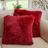 Cheer Collection Shaggy Long Hair Throw Pillows - Super Soft and Plush Faux Fur Accent Pillows - 20 x 20 inches - Set of 2