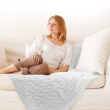 Cheer Collection Knitted Throw Blanket, Soft Cable Knit 100% Acrylic Accent Throw - Ivory, 50" x 60"