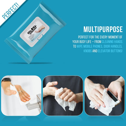 5 Pack - 250 Wipes - Multi-Purpose Anti-Bacterial Alcohol Wipes