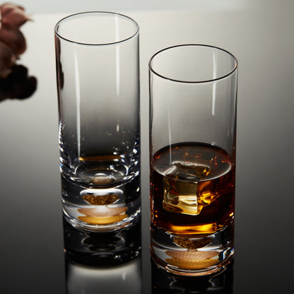 Berkware Whiskey Glasses with Unique Embedded Gold tone Flake Design