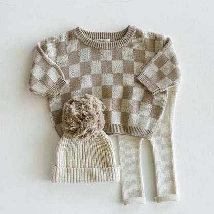 Organic Checkered Knit Sweater