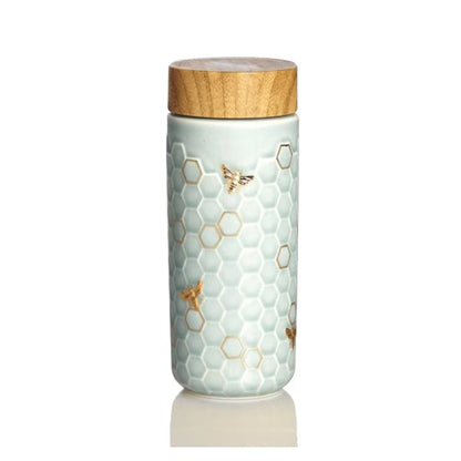 Honey Bee Ceramic Travel Mug / Gold 12.3 oz by ACERA LIVEN