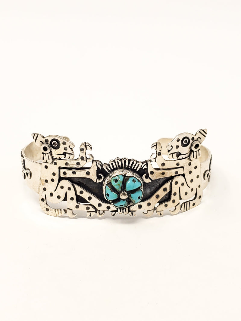 Ocelot (Jaguars) Peyote Silver Bracelet