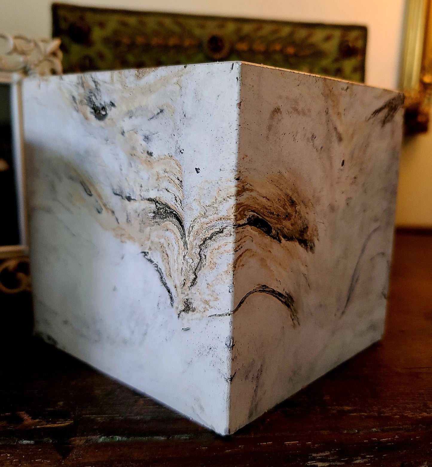 Signature Concrete Candle - XL Square Handpainted Concrete Candle