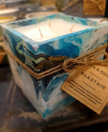 Signature Concrete Candle - XL Square Handpainted Concrete Candle