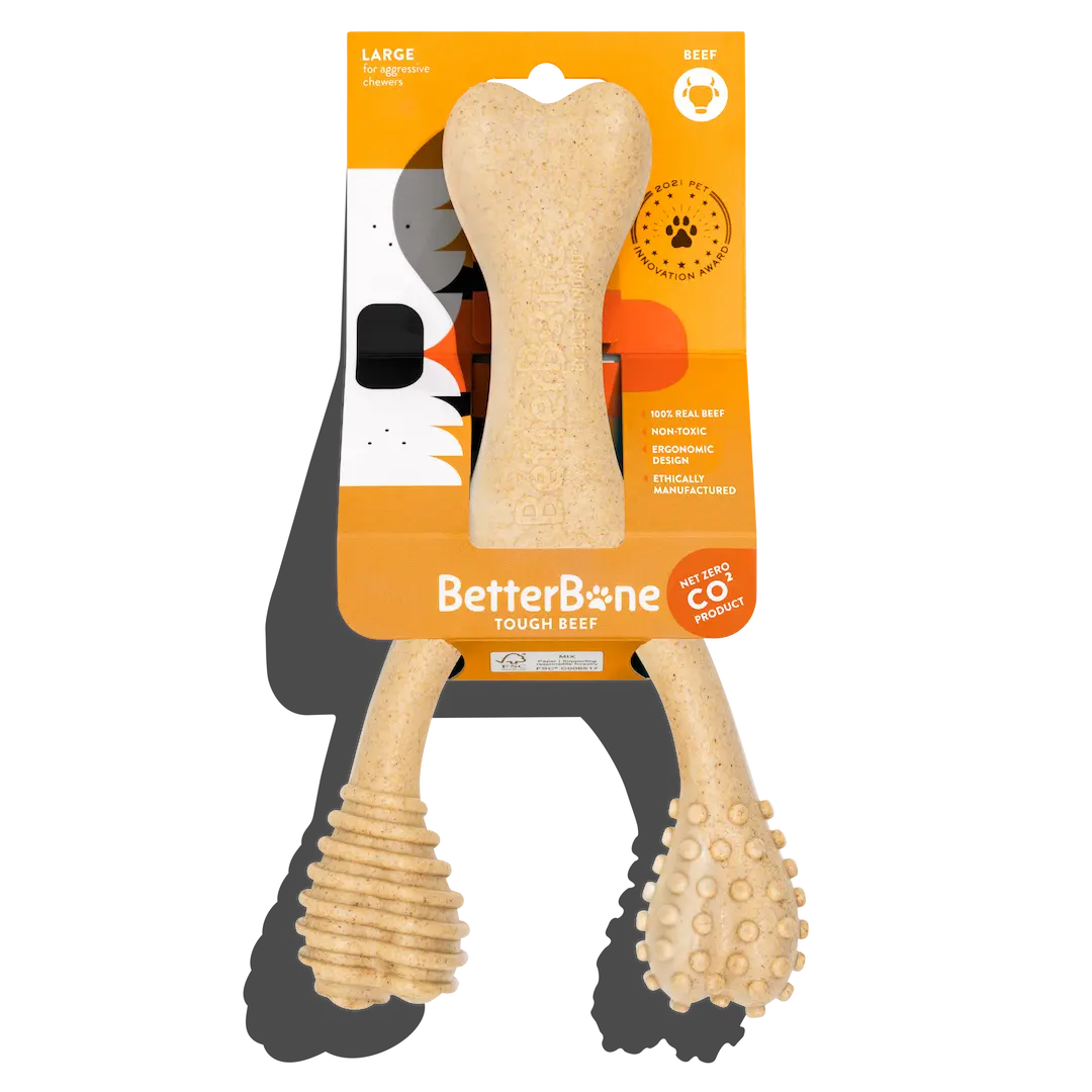 BetterBone TOUGH - Durable All-Natural, Food-Grade, No Nylon, Non-Toxic, Puppy, Dog Chews - For Aggressive Chewers. by The Better Bone Natural Dog Bone