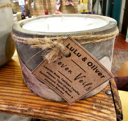 Signature Concrete Candle - Round Hand painted Concrete Candle