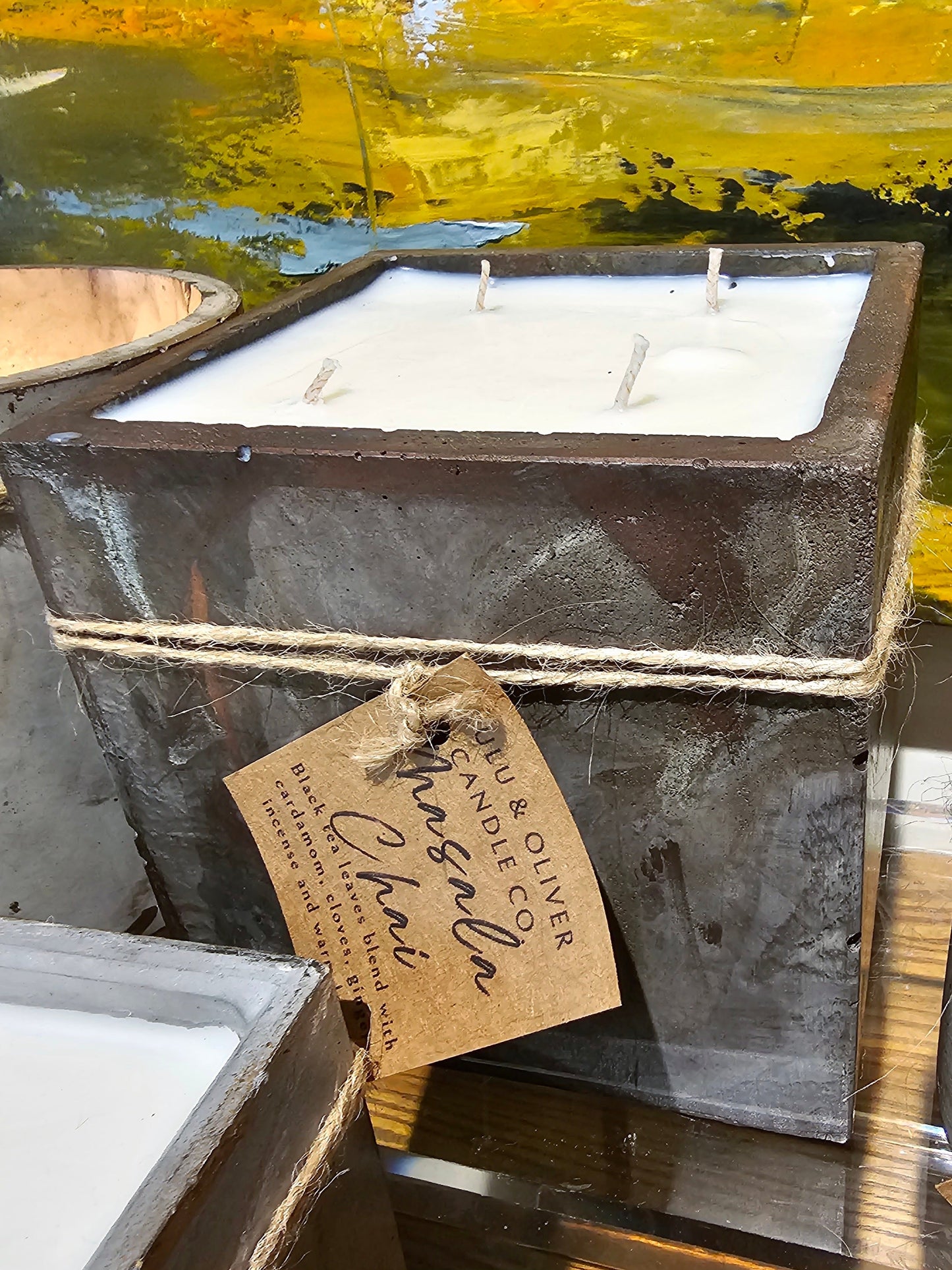 Signature Concrete Candle - XL Square Handpainted Concrete Candle