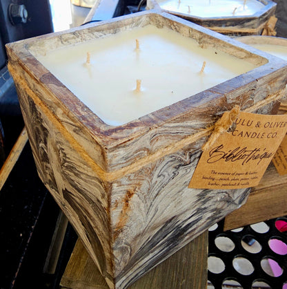 Signature Concrete Candle - XL Square Handpainted Concrete Candle