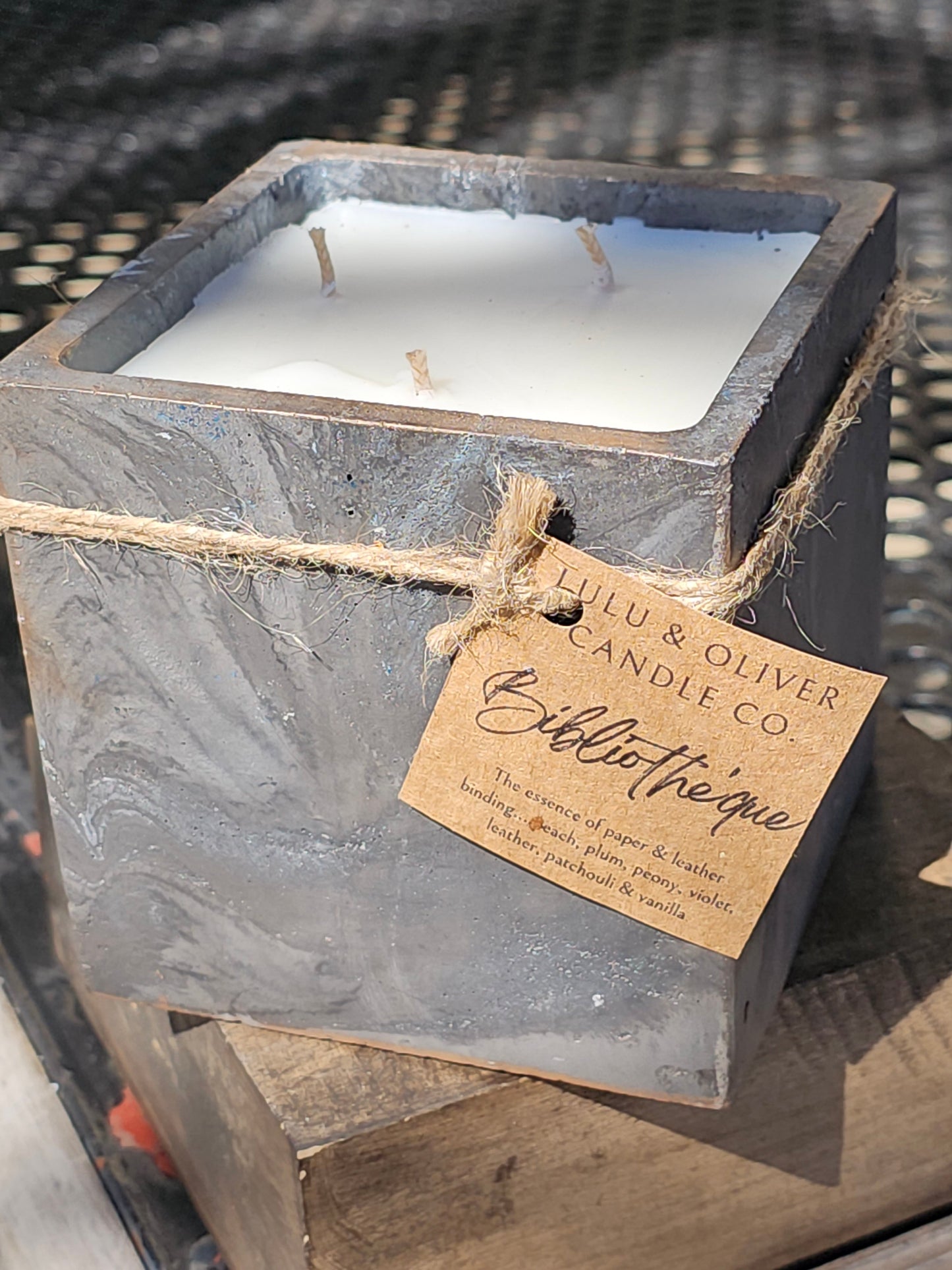 Signature Concrete Candle - Large Square Handpainted Concrete Candle