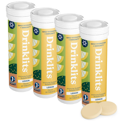 Lemon Daily Immune Support Tablets (4) Tube Bundle by Drinklits