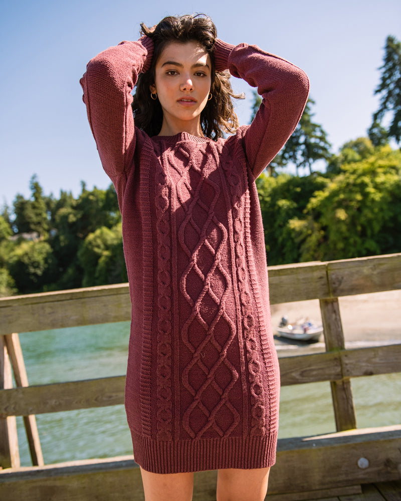 Recycled Cotton Cable Sweater Dress by United By Blue