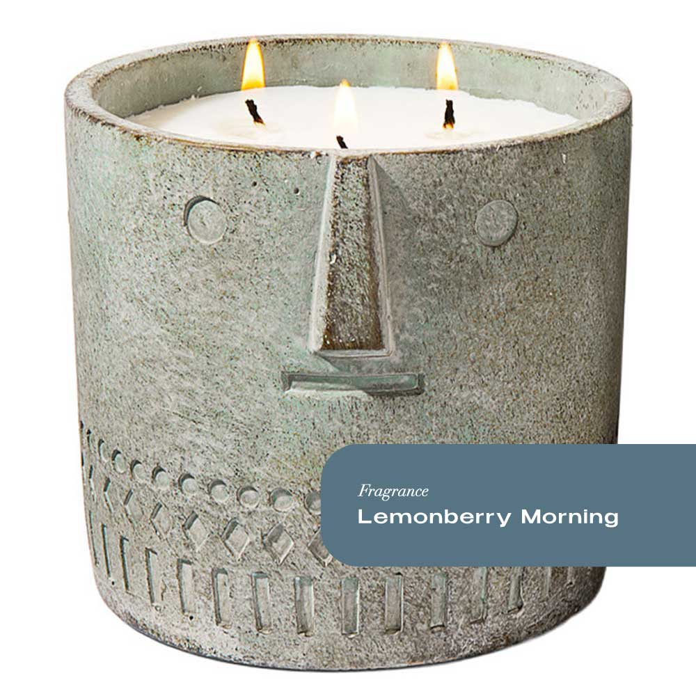 Lemonberry Morning Stone Face Candle 27oz