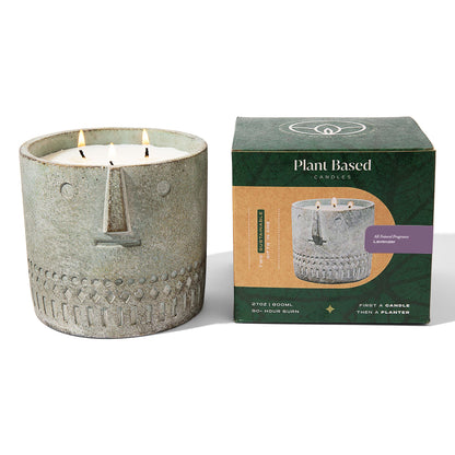 Natural Lavender Stone Face Candle 27oz