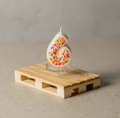 Colorful Sprinkle Candy Embedded Birthday Number Candle