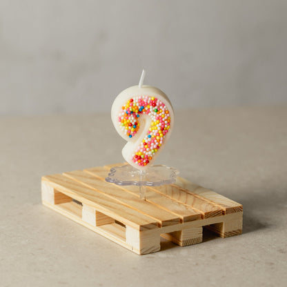 Colorful Sprinkle Candy Embedded Birthday Number Candle