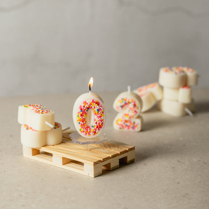 Colorful Sprinkle Candy Embedded Birthday Number Candle