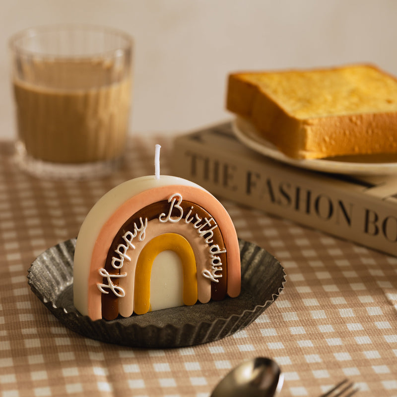 Boho Rainbow Candle Cake Topper