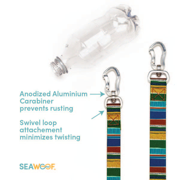 Seawoof Dog Leash Green Stripes Pattern