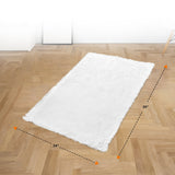 Cheer Collection Plush Shaggy Hair Area Rug - Anti Slip Bottom - Fuzzy Rug 24" x 34" - White