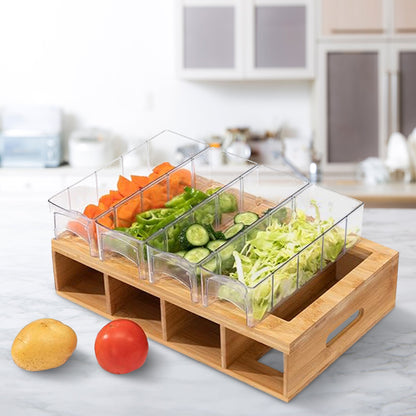 Cheer Collection Bamboo Cutting Board with 4 Slide-Out Storage Trays