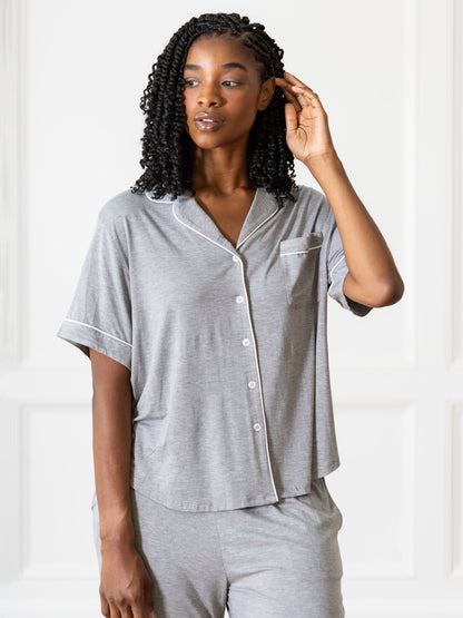 Women's Stretch-Knit Short Sleeve & Pant Bamboo Pajama Set