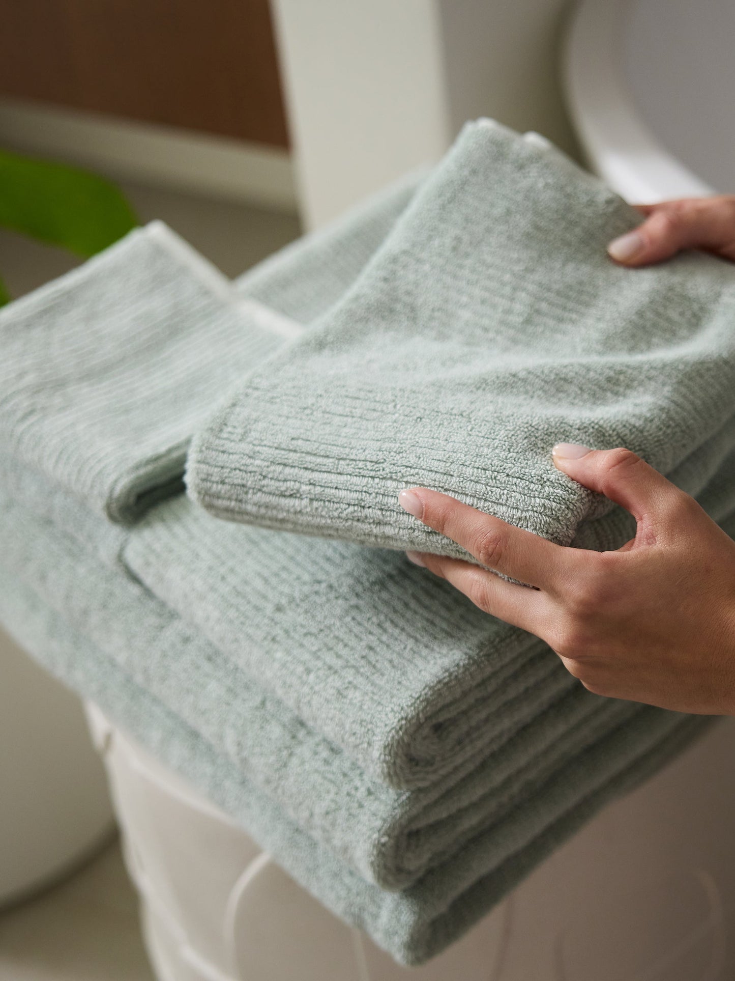 Ribbed Terry Bath Towel Set